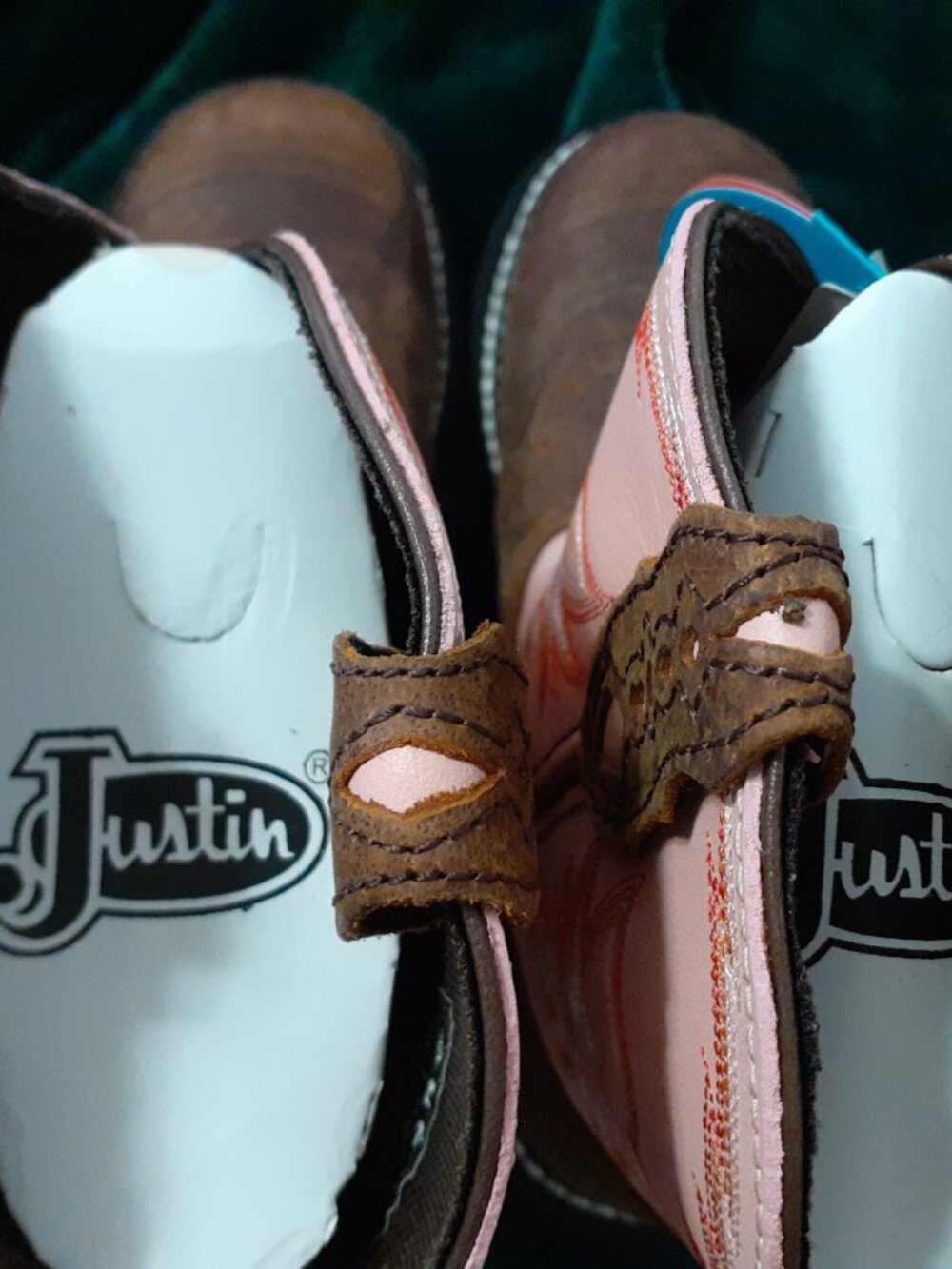 JUSTIN BOOTS GYPSY LEATHER ROUND TOE COWBOY BOOTS PINK NEW W TAGS, BEAUTIFUL - Picture 9 of 12